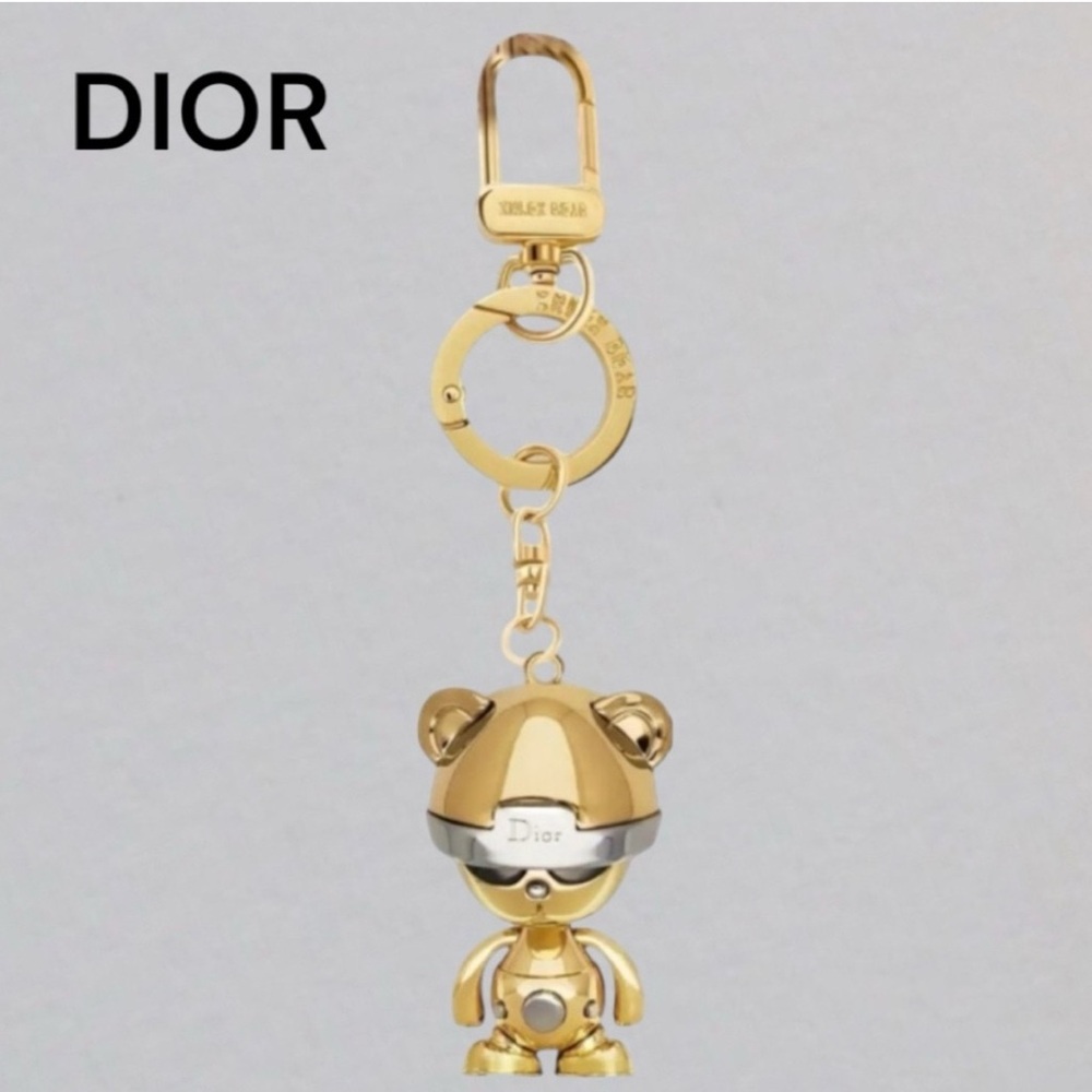 Dior INLEX Metallic Teddy Bear Keychain
Bag Charm Gold/Silver Tone Metal